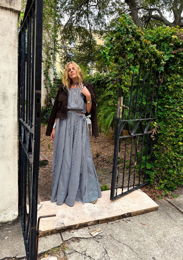 Adjustable Cara Maxi Skirt | Yarn Dyed Stripe Coniglio Palm Beach