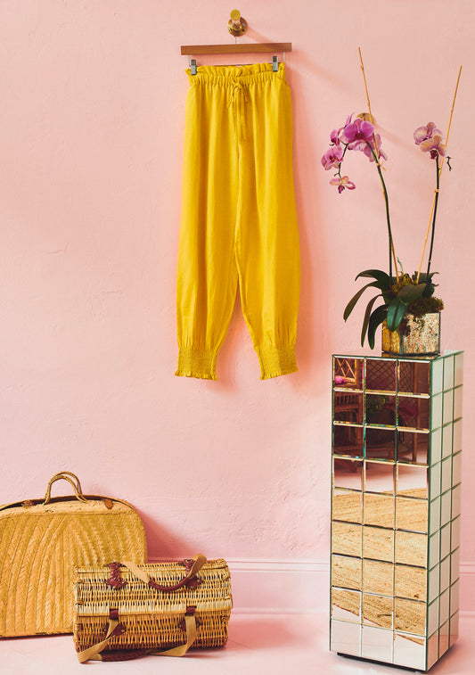 Smocked Cuff Beach Pant | Cotton Linen