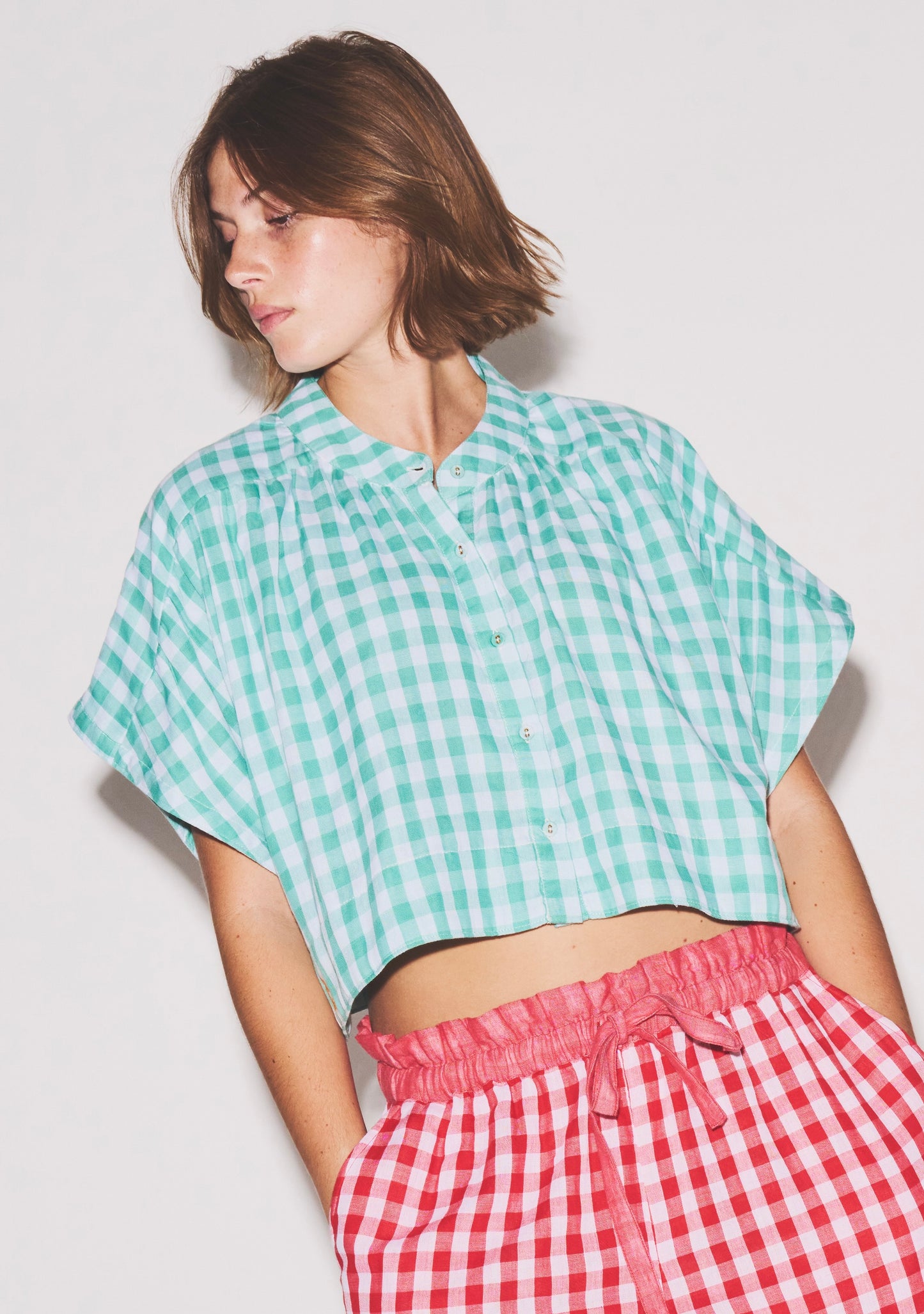 Cropped Cocoon Top | Gingham