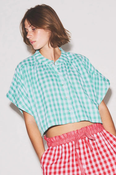 Cropped Cocoon Top | Gingham Coniglio Palm Beach