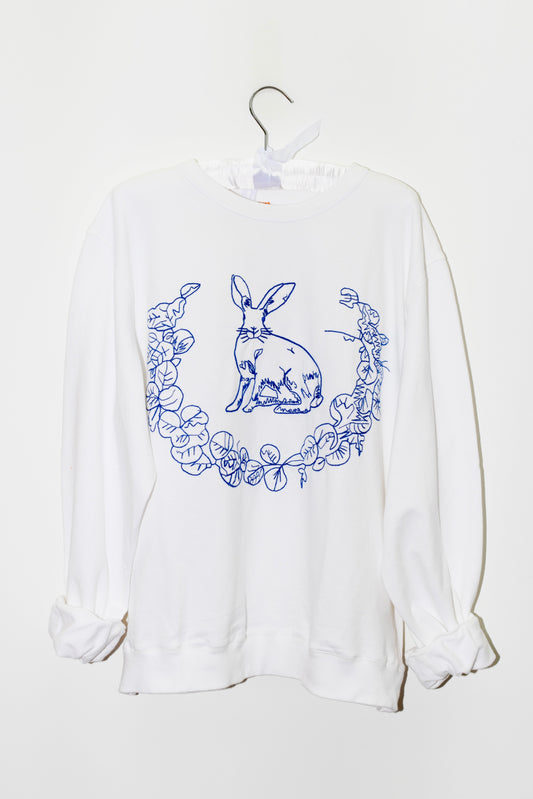 Embroidered Bunny Pullover | Cotton Terry
