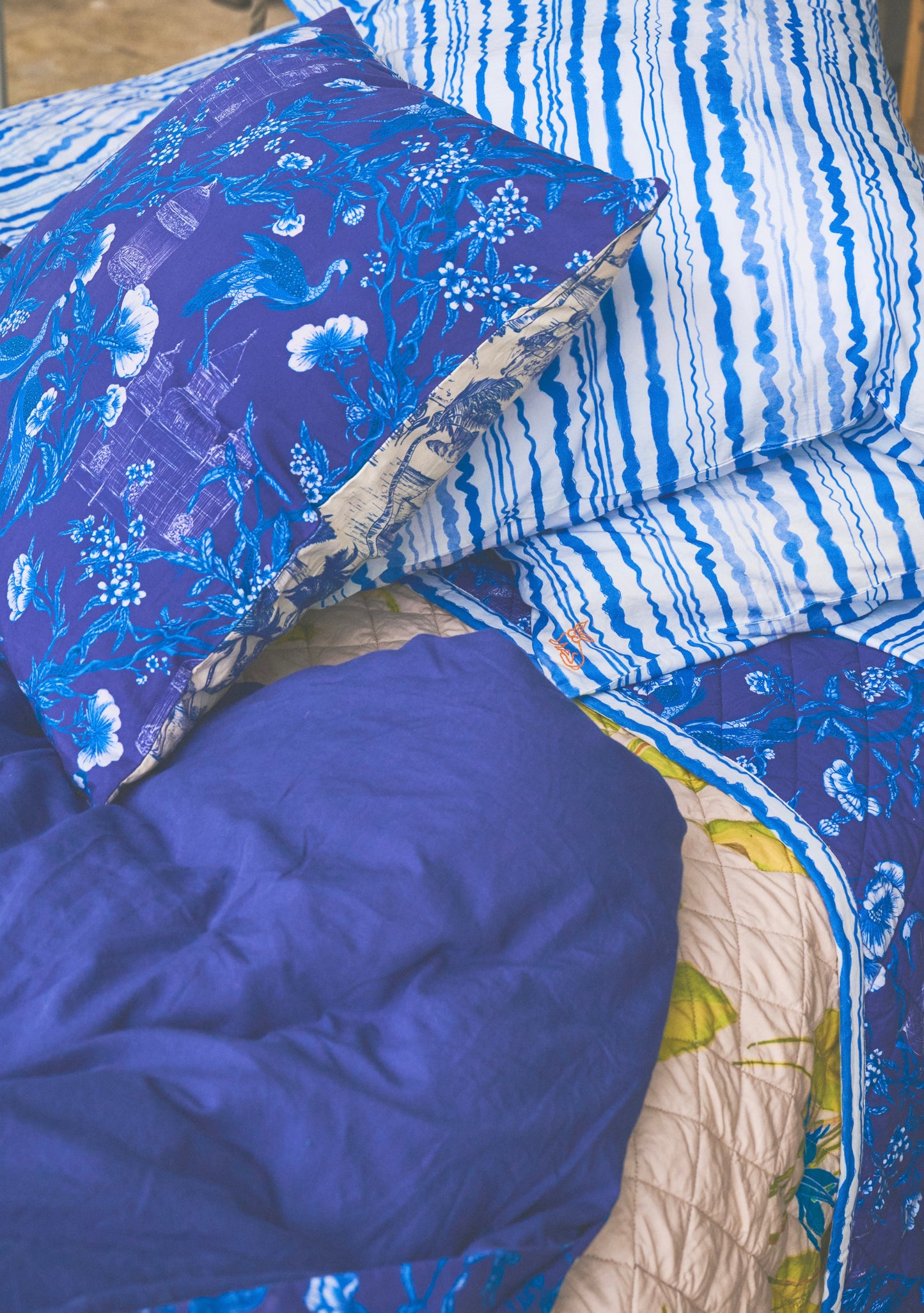 Reversible Throw Pillow | Cotton Percale