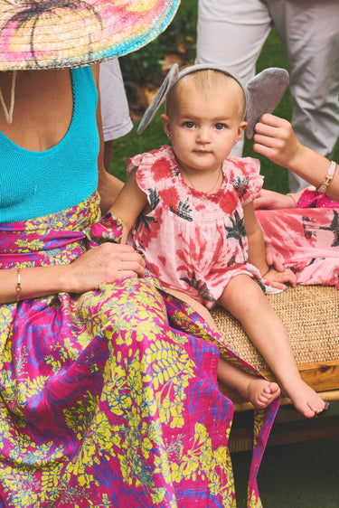 Kids Willa Smocked Mini Dress | Petit Palm Colony Pink Tie Dye Coniglio Palm Beach