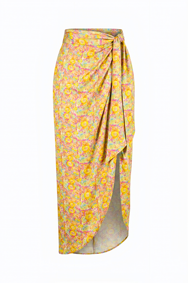 Sloane Wrap Around Slit Midi Skirt | Silk Charmeuse