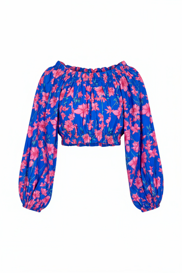 Long Sleeve Laurie Crop Top | Cotton Poplin