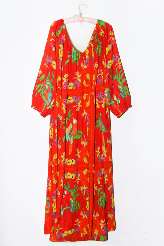 V Neck Maxi Dress | Crinkle Cotton