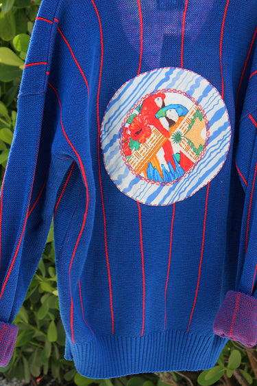NYC Giants Knit V Neck Pullover | Cotton Jersey