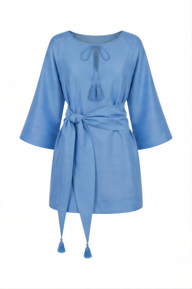 Fran Belted Mini Dress | Silk Dupioni