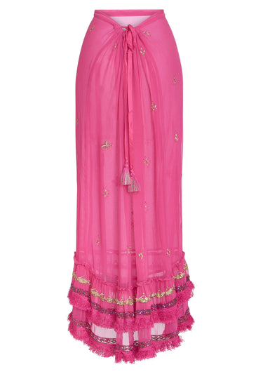 Cinch Back Midi Skirt | Embellished Chiffon Coniglio Palm Beach