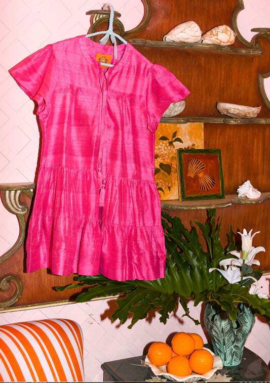 Tiered Mini Dress | Silk Dupioni