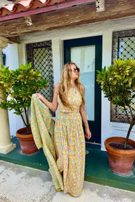 Shirred Maxi Snap Skirt | Cotton Poplin Coniglio Palm Beach