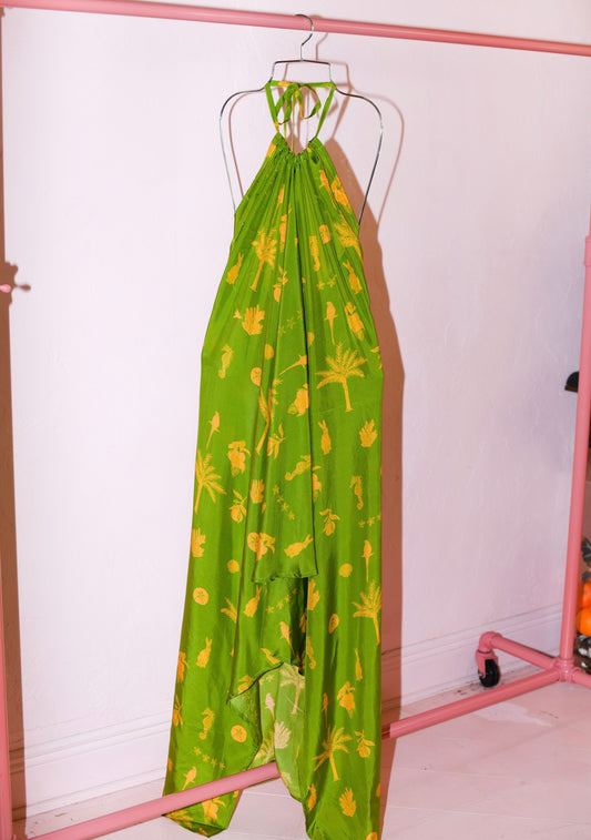 Seaspray Halter Maxi Dress | Silk Habotai