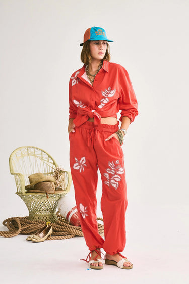 Beach Pant | Embroidered Cotton Coniglio Palm Beach