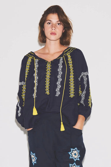 Embroidered Delray Blouse Coniglio Palm Beach