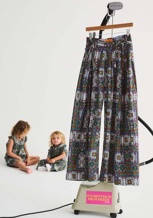Wide Leg Pleated Snap Pant