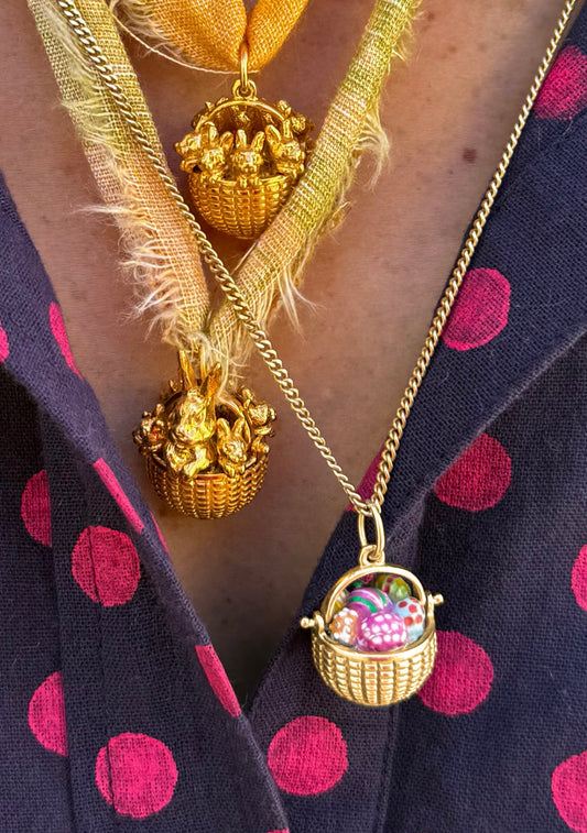 The Golden Basket | Easter Eggs in a Basket Pendant Charm