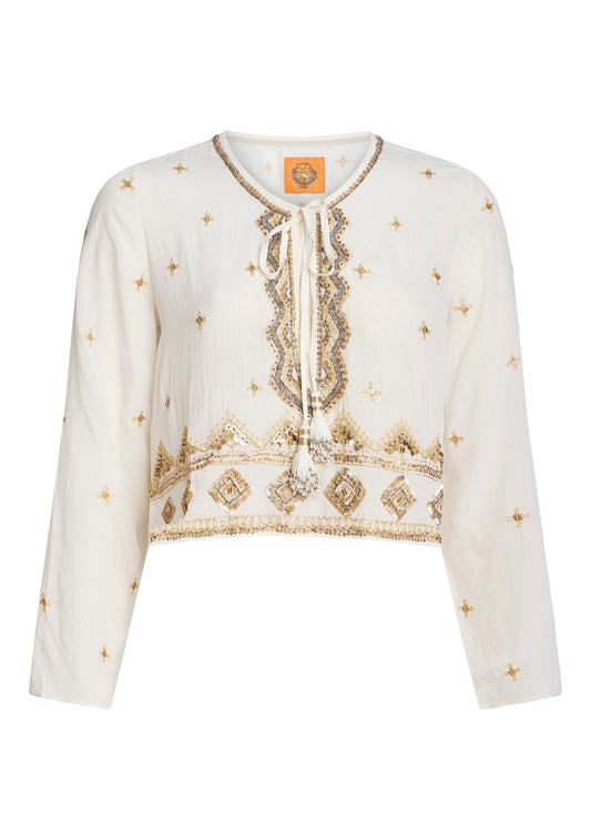 Coco Long Sleeve Crop Top | Silk Habotai