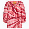 Shirred Half Placket Blouse | Silk Dupioni - SUNRAYS SUNSET WAVES Coniglio Palm Beach