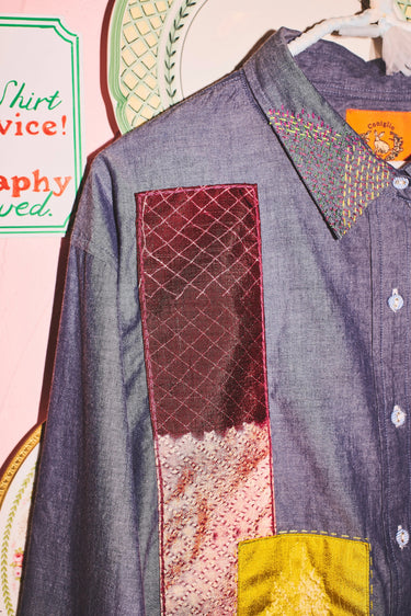 Classic Button Down | Chambray Embroidered Patch Coniglio Palm Beach