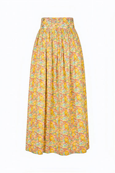 Shirred Maxi Snap Skirt | Cotton Poplin