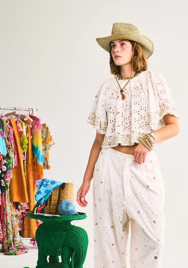 Flagler Crop Top | Eyelet Coniglio Palm Beach