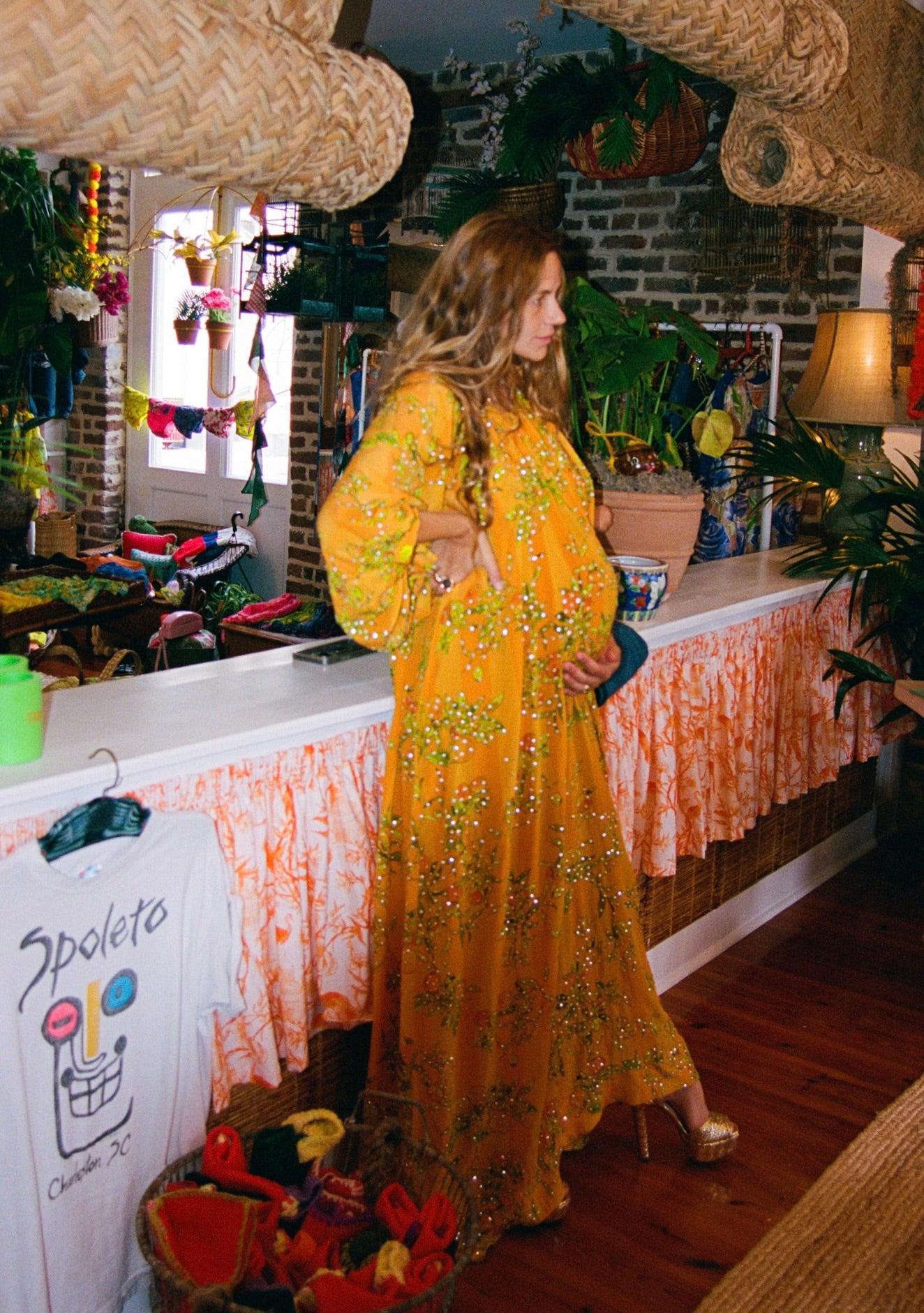 Shirred Half Placket Maxi Dress | Silk Crepe de Chine