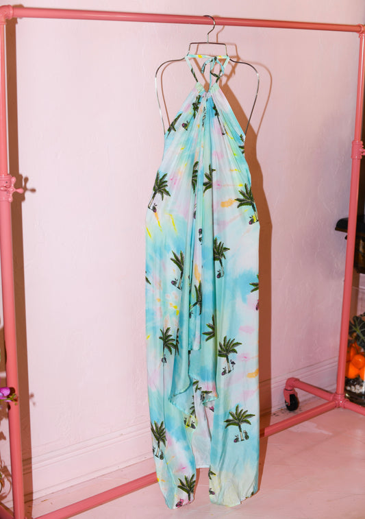 Seaspray Halter Maxi Dress | Silk Habotai