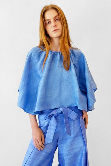 Cricket Flutter Sleeve Top | Silk Dupioni