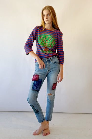 Cider House 3/4 Sleeve Tee | Vintage Mariner Stripe Airbrush