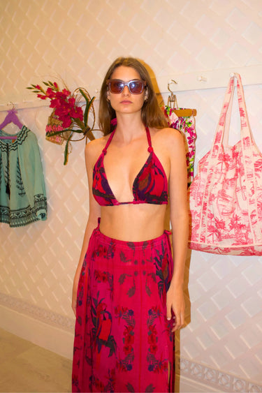 Bikini Top | Crinkle Cotton Red Hand Dye Coniglio Palm Beach