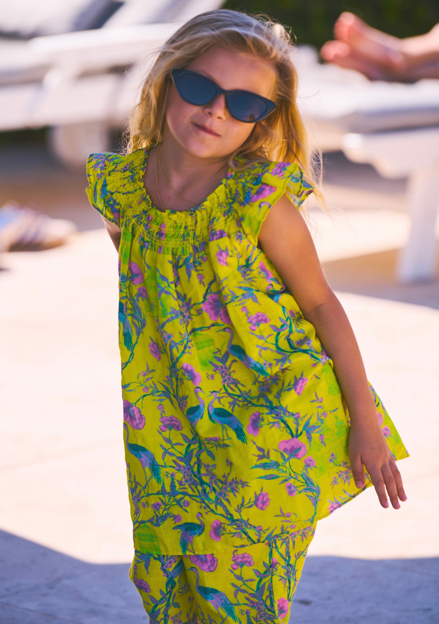 Kids Willa Smocked Mini Dress | Linen
