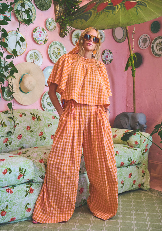Banyan Pleated Snap Pant | Gingham