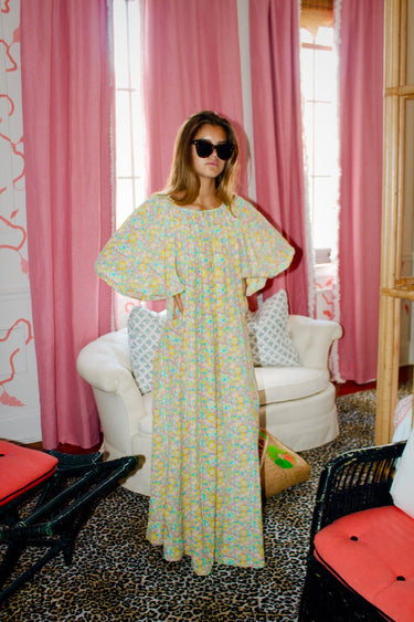 Shirred Half Placket Maxi Dress | Silk CDC