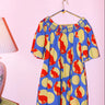 Smocked Neck Flutter Sleeve Mini Dress in Cotton Poplin Coniglio Palm Beach