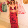 Cara Adjustable Slit Maxi Skirt | Crinkle Cotton Red Hand Dye Coniglio Palm Beach