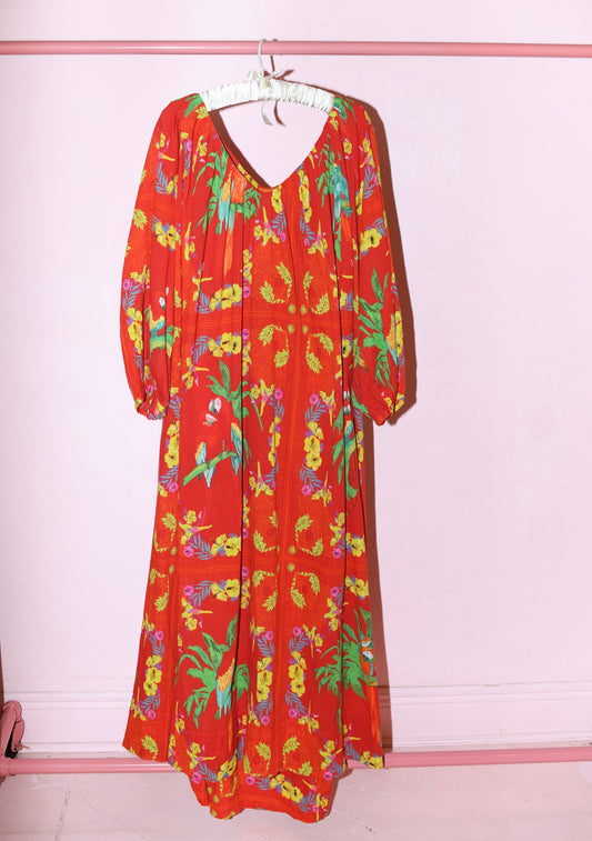 V Neck Maxi Dress | Crinkle Cotton