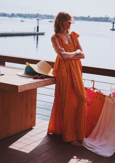 Elastic Convertible Maxi Dress | Eyelet