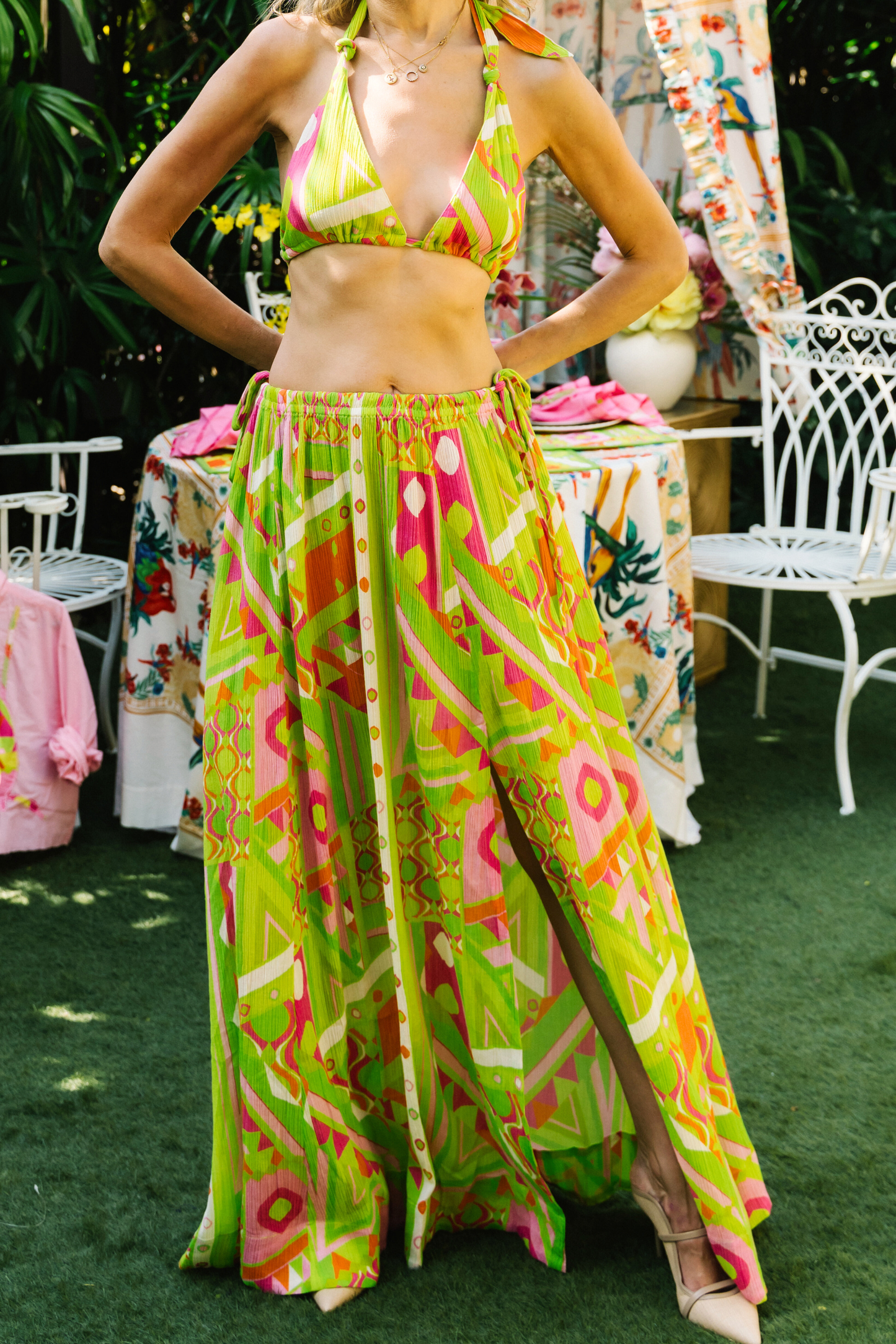 Adjustable Halter Maxi Dress | Crinkle Cotton