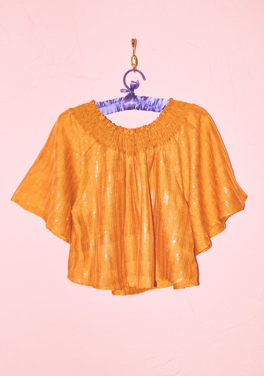 Flagler Crop Top | Embellished Silk Dupioni