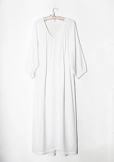 V Neck Maxi Dress | Crinkle Cotton WHITE Coniglio Palm Beach