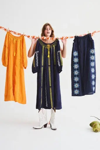 Embroidered Delray Half-Calf Dress Coniglio Palm Beach