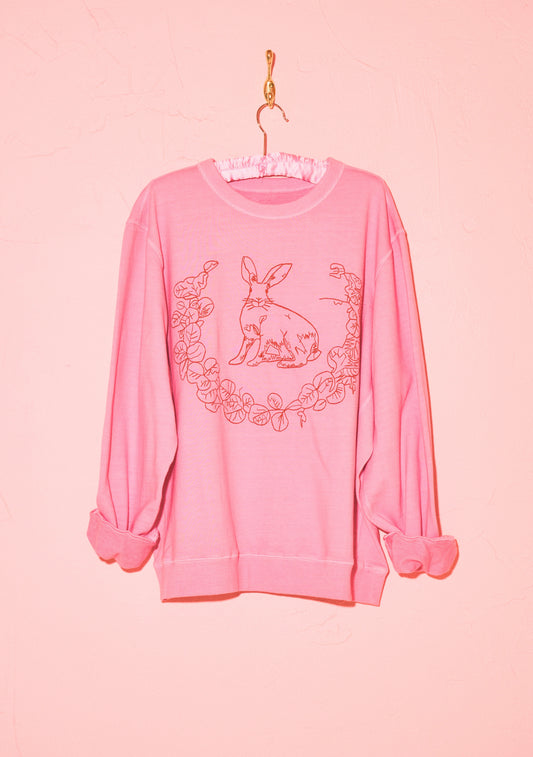 Embroidered Bunny Pullover | Cotton Terry