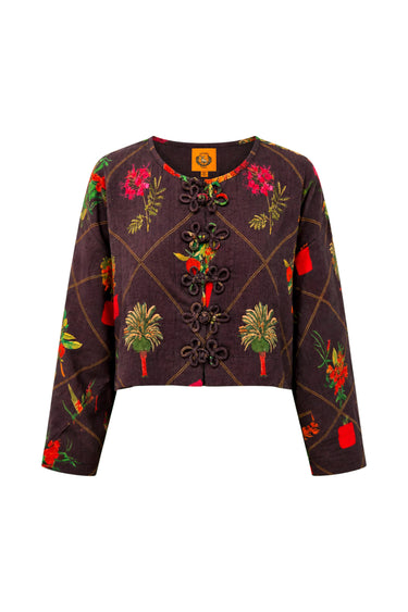 Cropped Eve Jacket w/ Frogs | Linen
