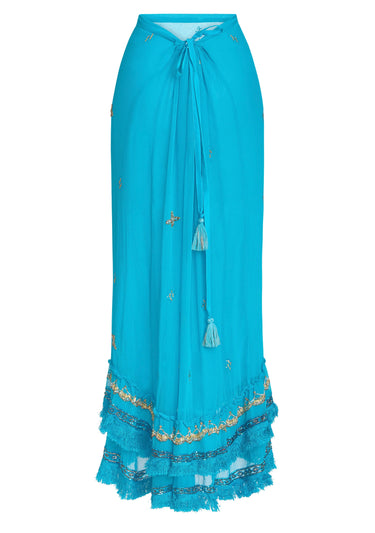 Cinch Back Midi Skirt | Embellished Chiffon Coniglio Palm Beach