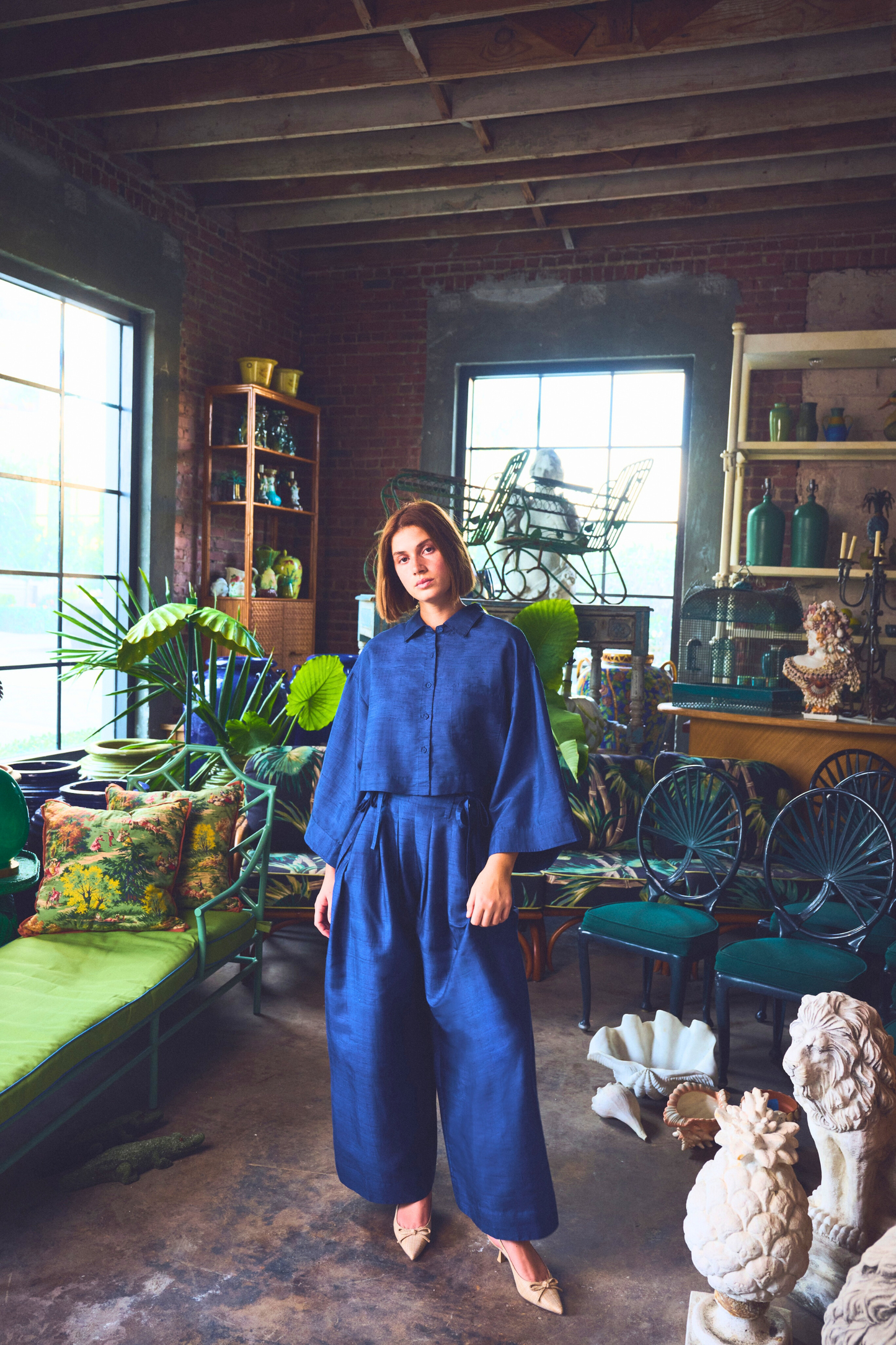 Banyan Pleated Snap Pant | Silk Dupioni