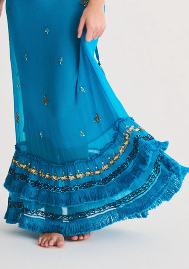 Cinch Back Midi Skirt | Embellished Chiffon Coniglio Palm Beach