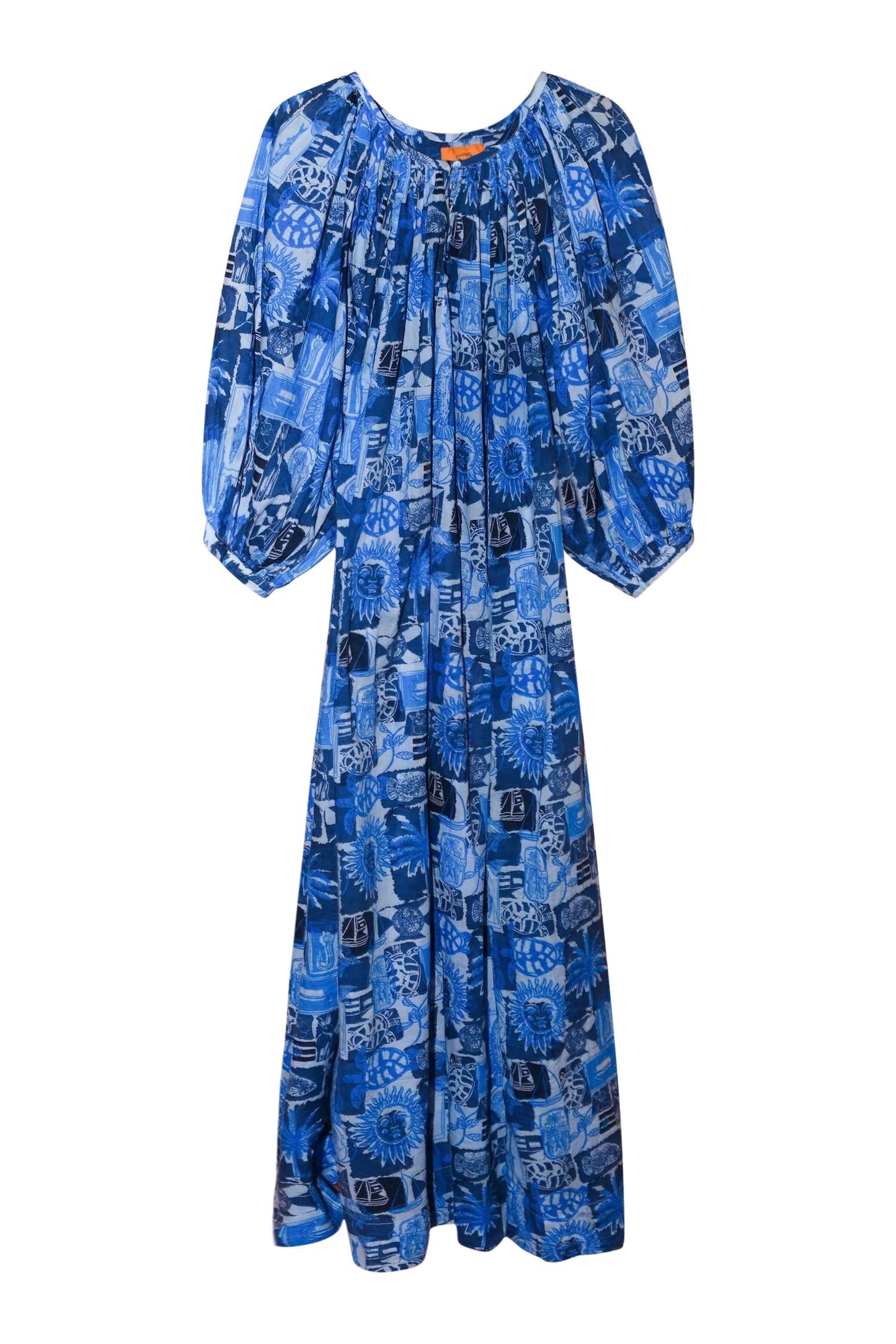 Shirred Half Placket Maxi Dress | Cotton Voile