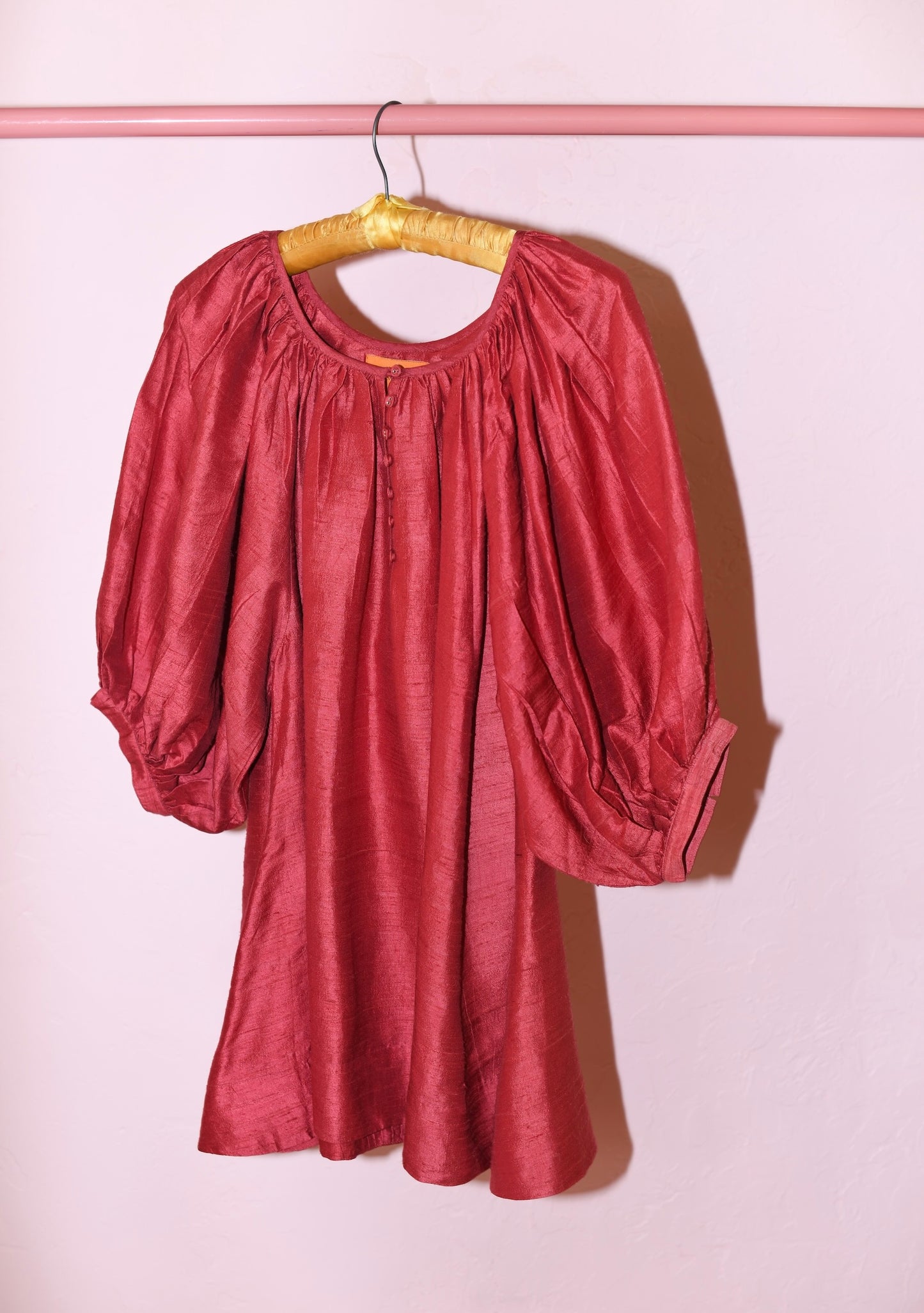 Shirred Half Packet Mini Dress | Silk Dupioni