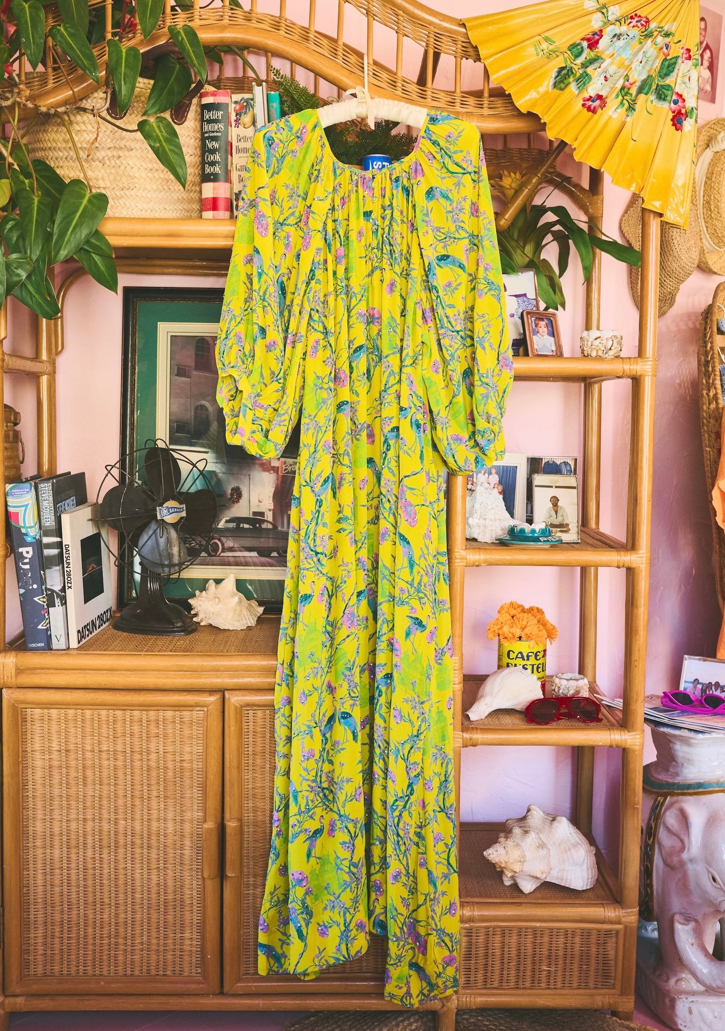 Shirred Half Placket Maxi Dress | Silk Crepe de Chine