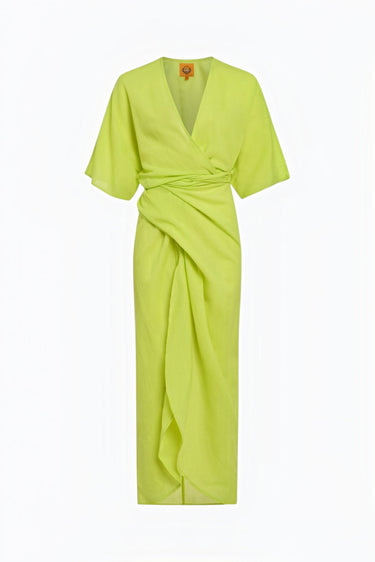Gladys Tie Knot Dress | Cotton Voile - CHARTREUSE Coniglio Palm Beach